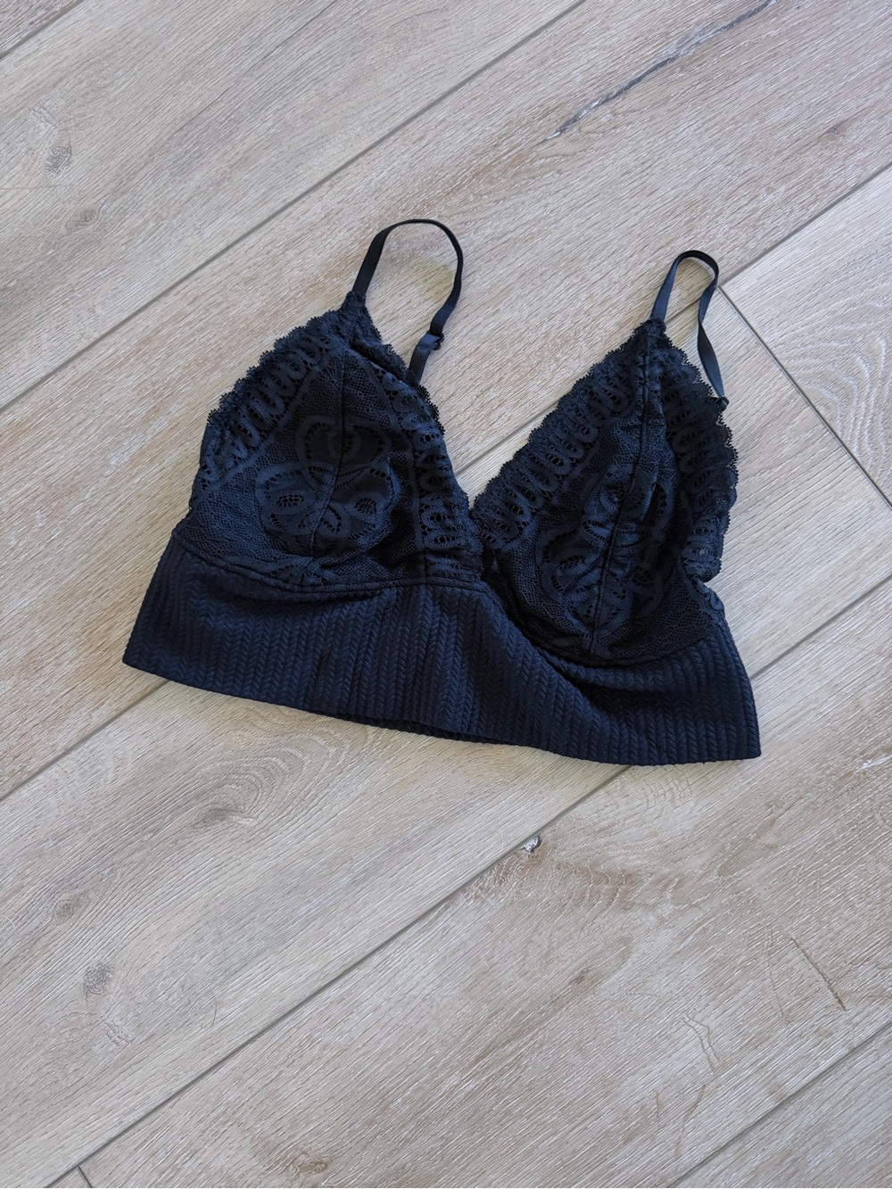 Anemone Black Lace Bralette with Scalloped Cups